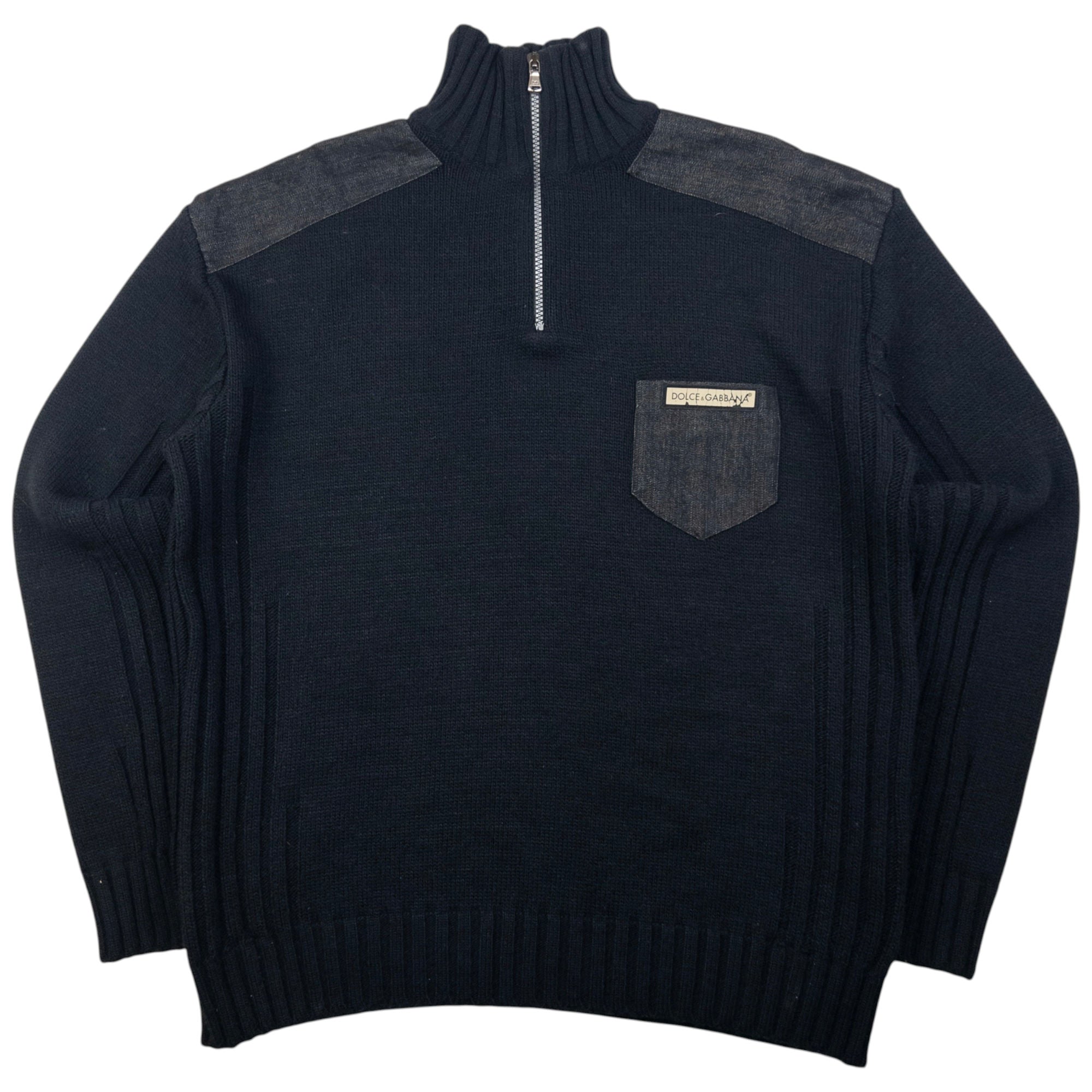 Vintage Dolce & Gabbana Q Zip Knit Jumper Size L