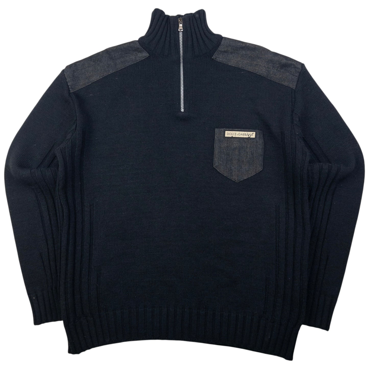 Vintage Dolce & Gabbana Q Zip Knit Jumper Size L