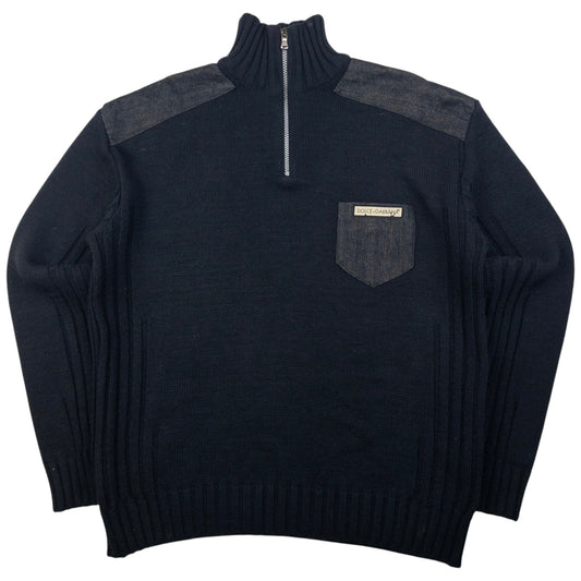 Vintage Dolce & Gabbana Q Zip Knit Jumper Size L
