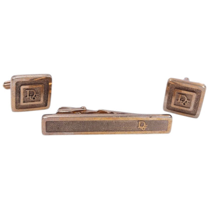 Vintage Dior Embossed Cufflinks & Tie Clip Set