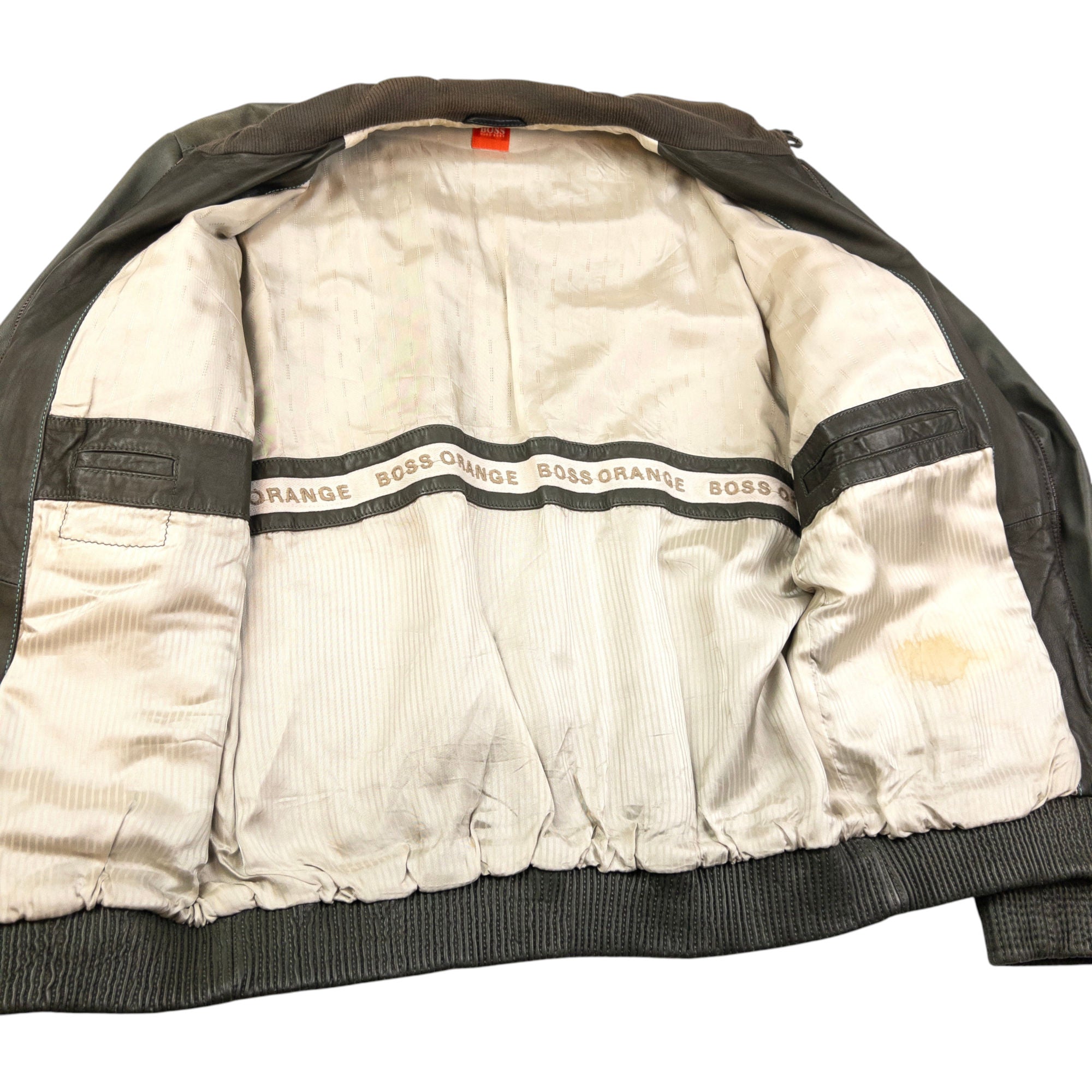 Vintage Hugo Boss Zip Up Leather Jacket Size M
