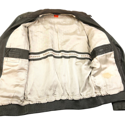 Vintage Hugo Boss Zip Up Leather Jacket Size M