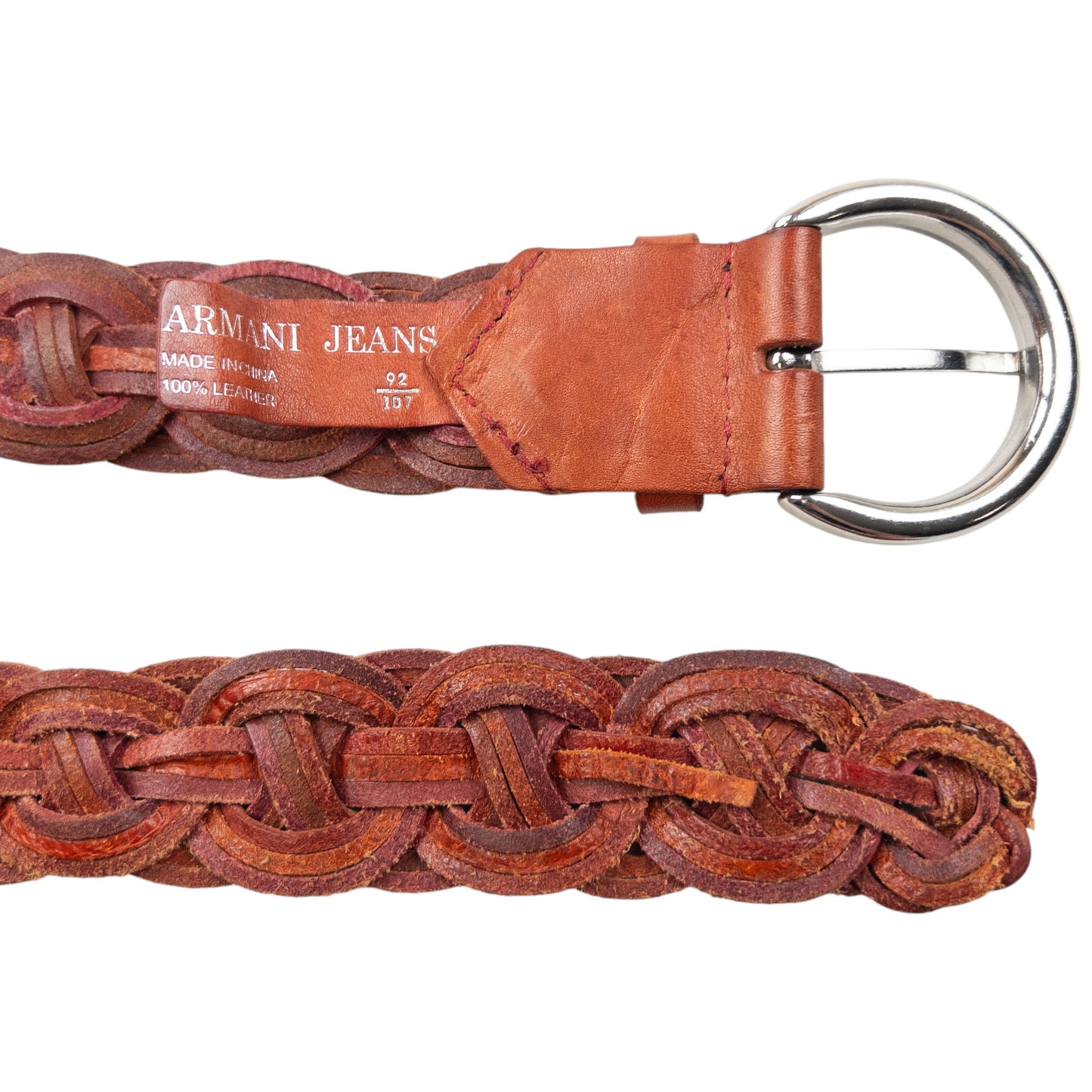 Vintage 2000s Armani Jeans Braided Leather Belt Size XL