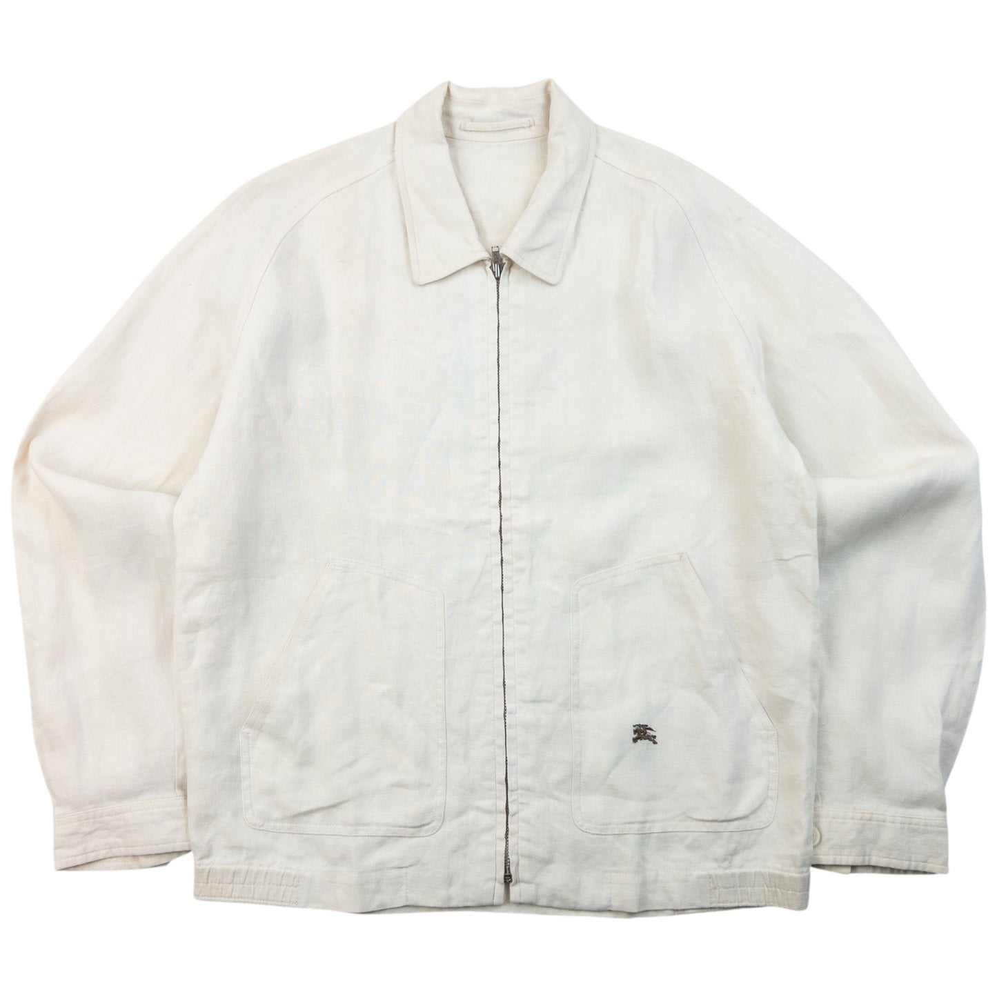 Vintage 90s Burberry Zip Up Linen Jacket Womens Size S