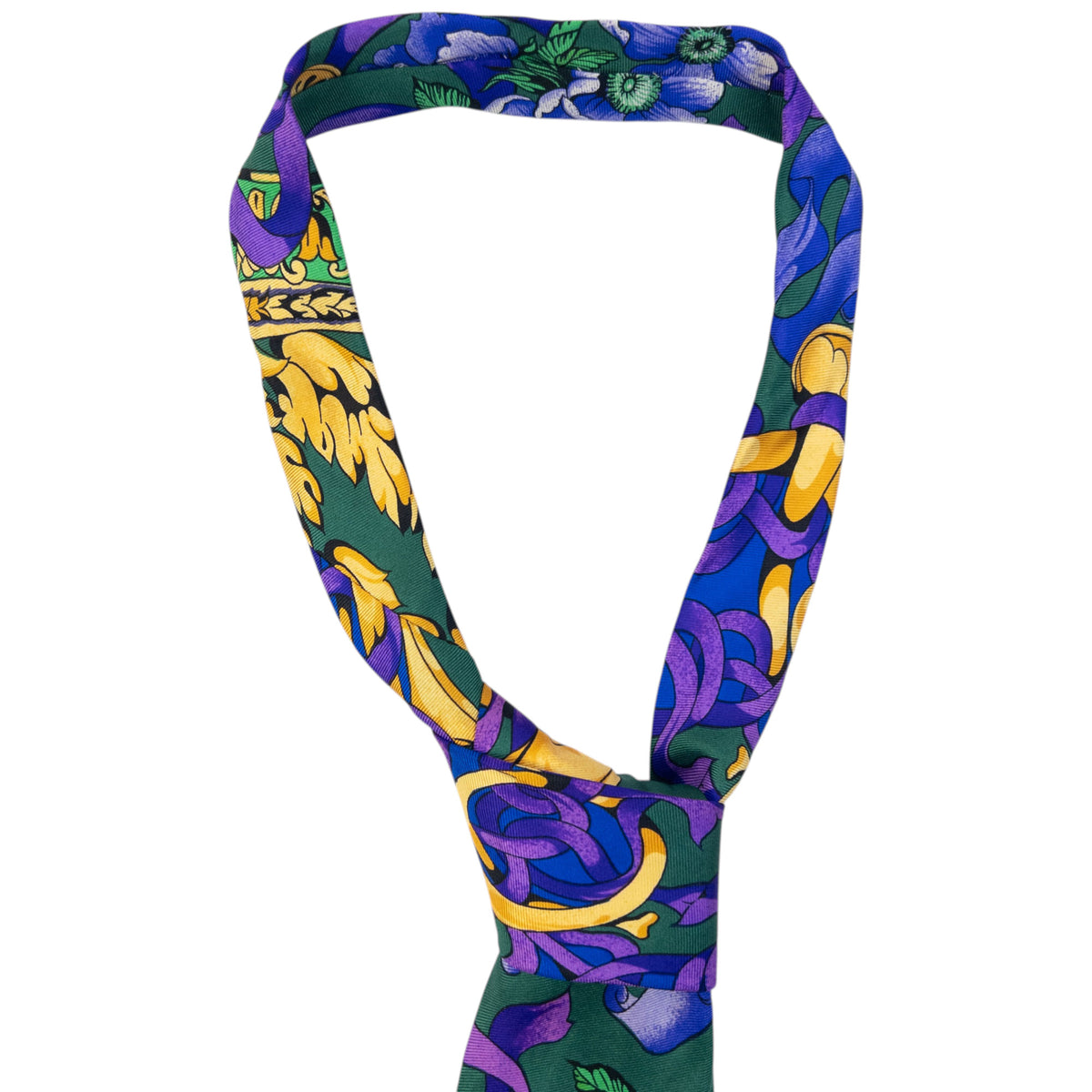 Vintage 90s Gianni Versace Floral Silk Tie, photo 2