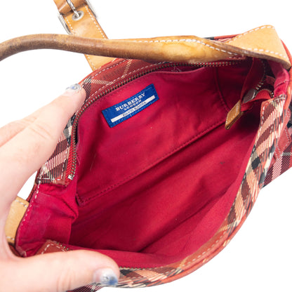 Vintage 2000s Burberry Blue Label Nova Check Baguette Shoulder Bag