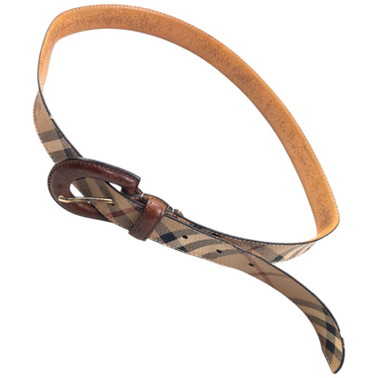 Vintage Burberry Nova Check Leather Belt Size W28