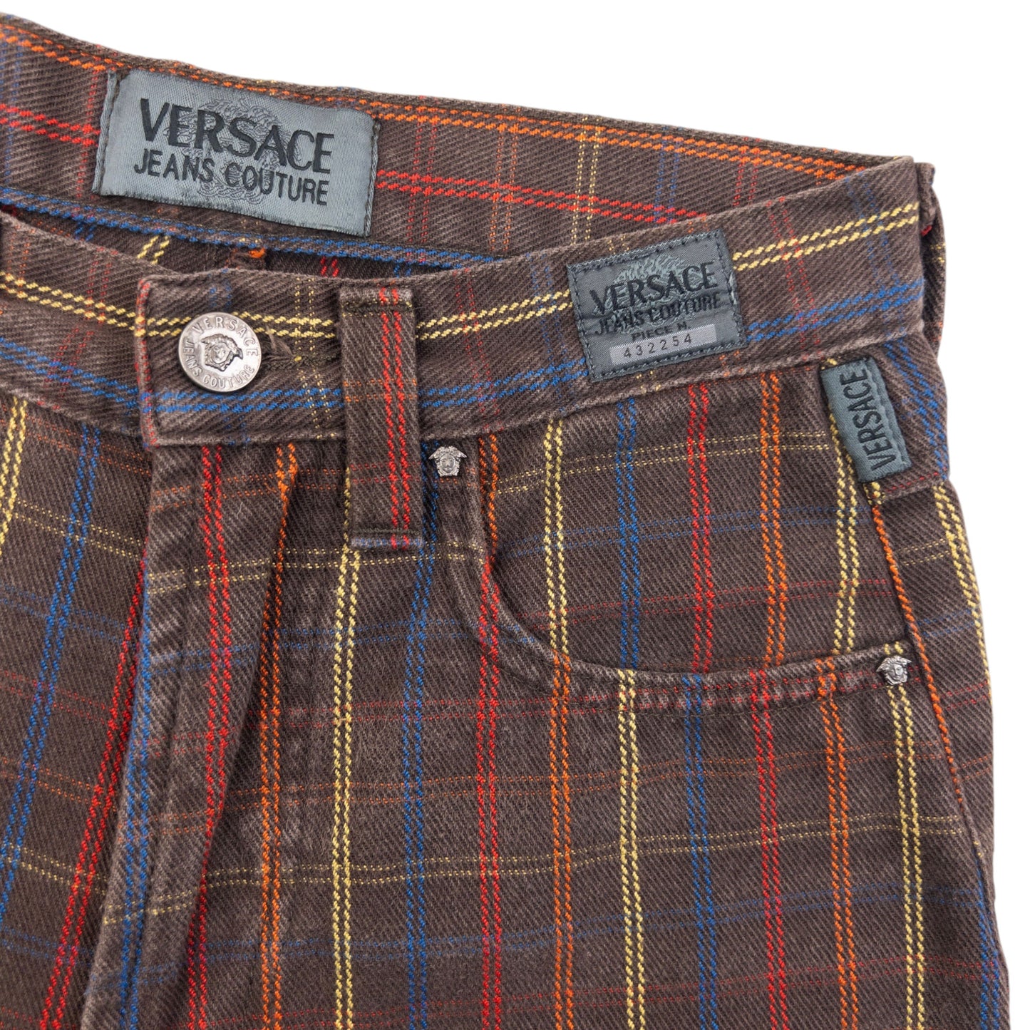 Vintage 90s Versace Jeans Couture Checkered Trousers Size W24