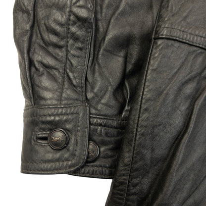 Vintage 90s YSL Yves Saint Laurent Fur Collar Leather Jacket Size L