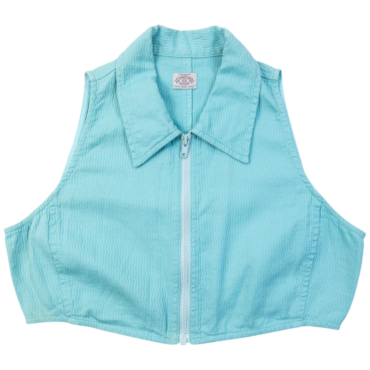 Vintage 90s Armani Jeans Zip Up Cropped Vest Top Womens Size M