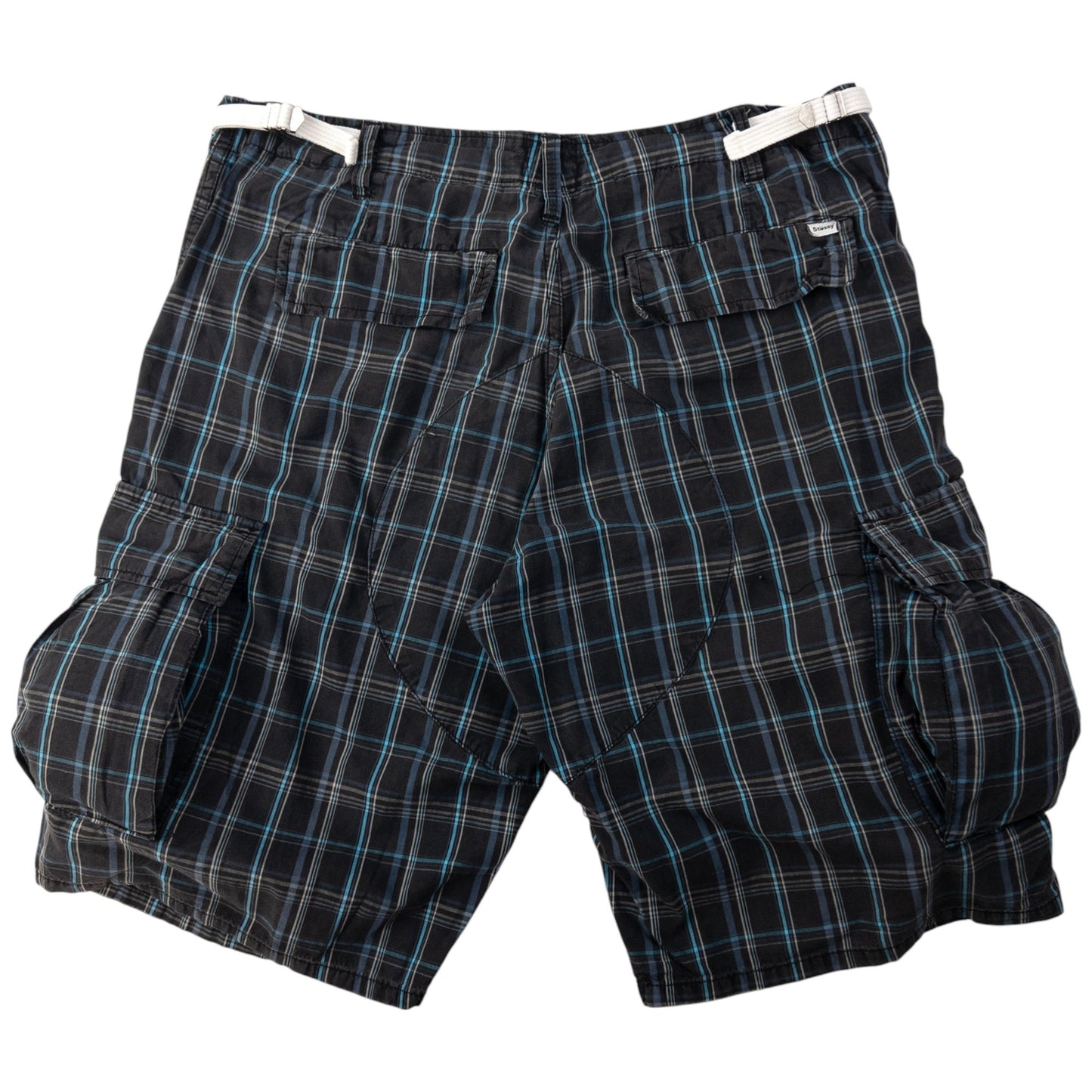 Vintage Stussy Checked Cargo Shorts Size W35