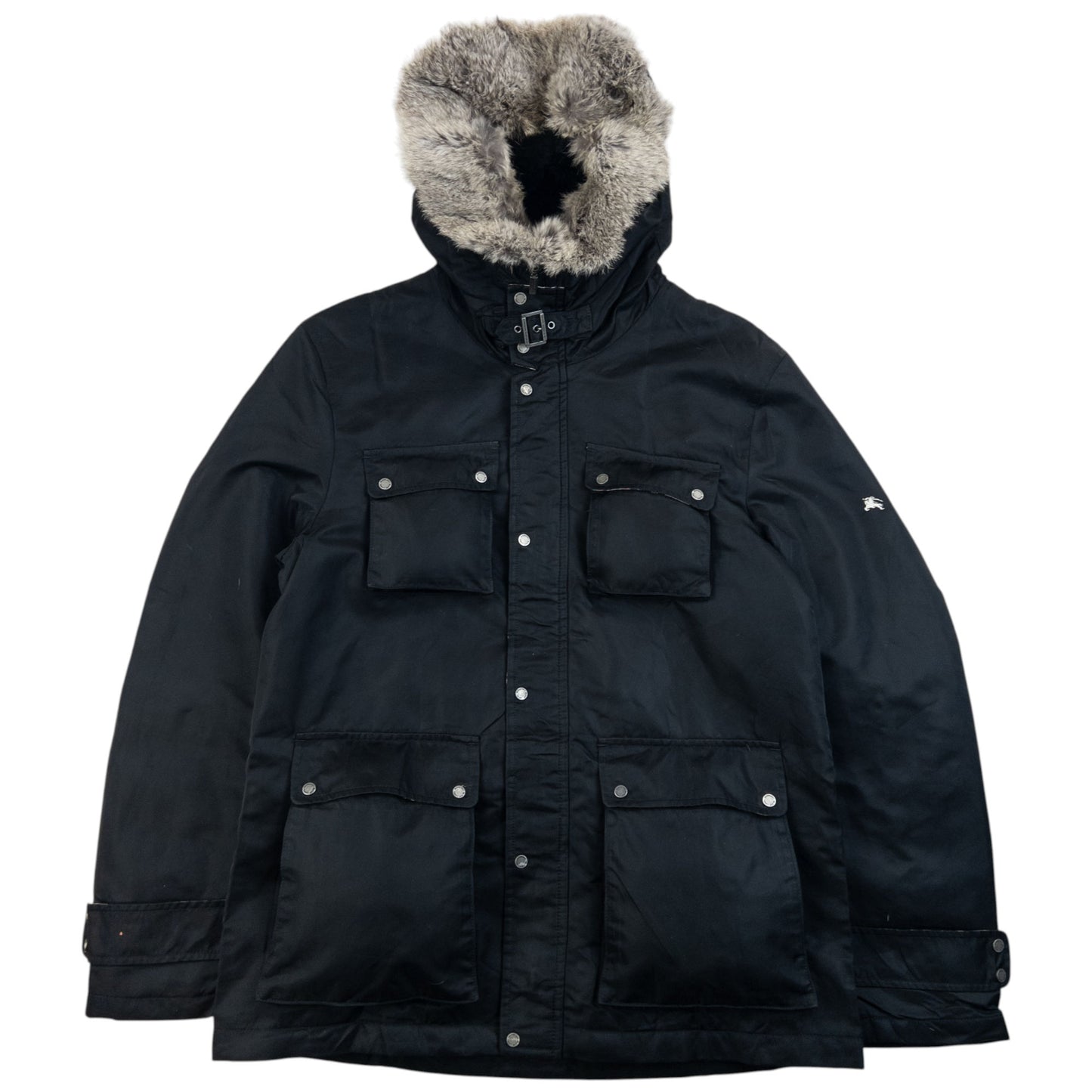 Vintage 2000s Burberry Black Label Nova Check Lined Fur Collar Jacket Size M