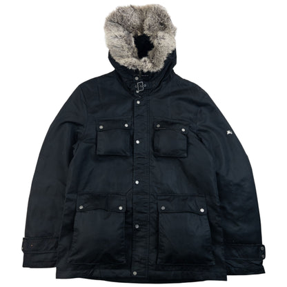 Vintage 2000s Burberry Black Label Nova Check Lined Fur Collar Jacket Size M