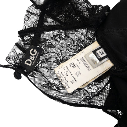 Vintage 2000s Dolce & Gabbana Lace Top Silk Dress Womens Size S