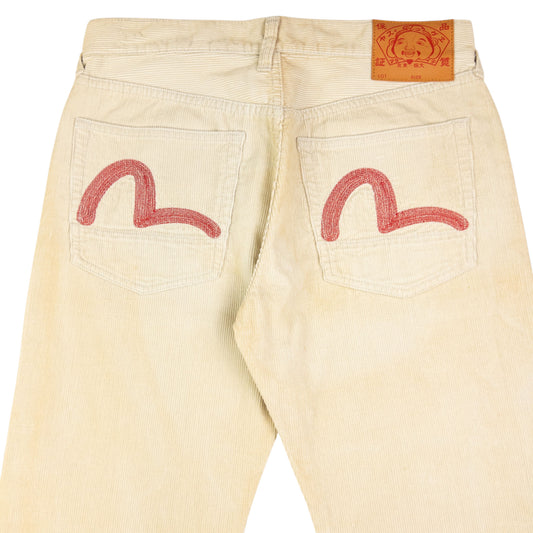 Vintage Evisu Double Gull Embroidered Corduroy Trousers Size W31