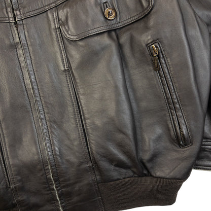 Vintage 2000s Burberry Nova Check Lined Leather Jacket Size XL