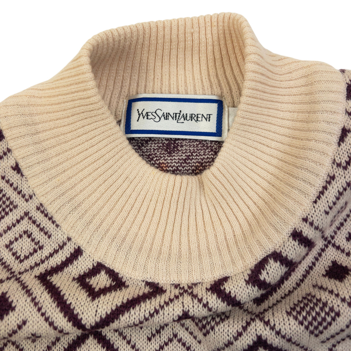 Vintage 80sYSL Yves Saint Laurent Pattern Wool Knit Jumper Size S
