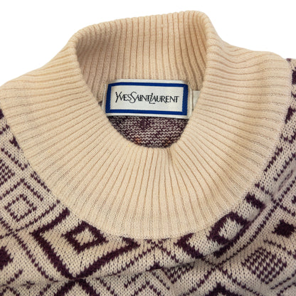 Vintage 80sYSL Yves Saint Laurent Pattern Wool Knit Jumper Size S