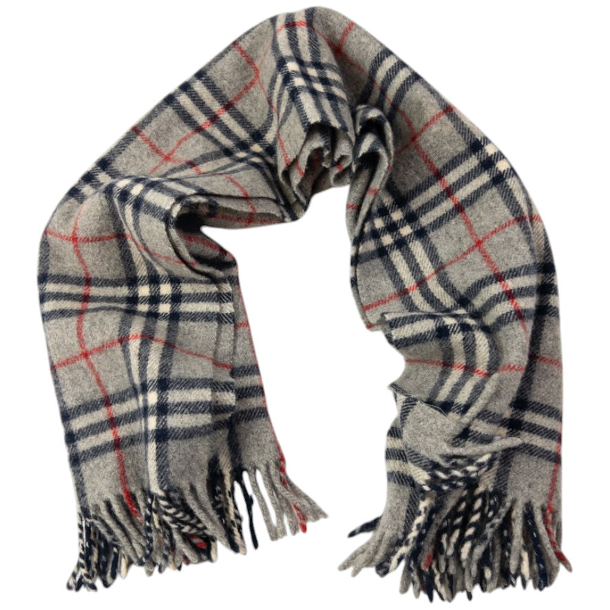 Vintage Burberry Embroidered Nova Check Tassel Scarf