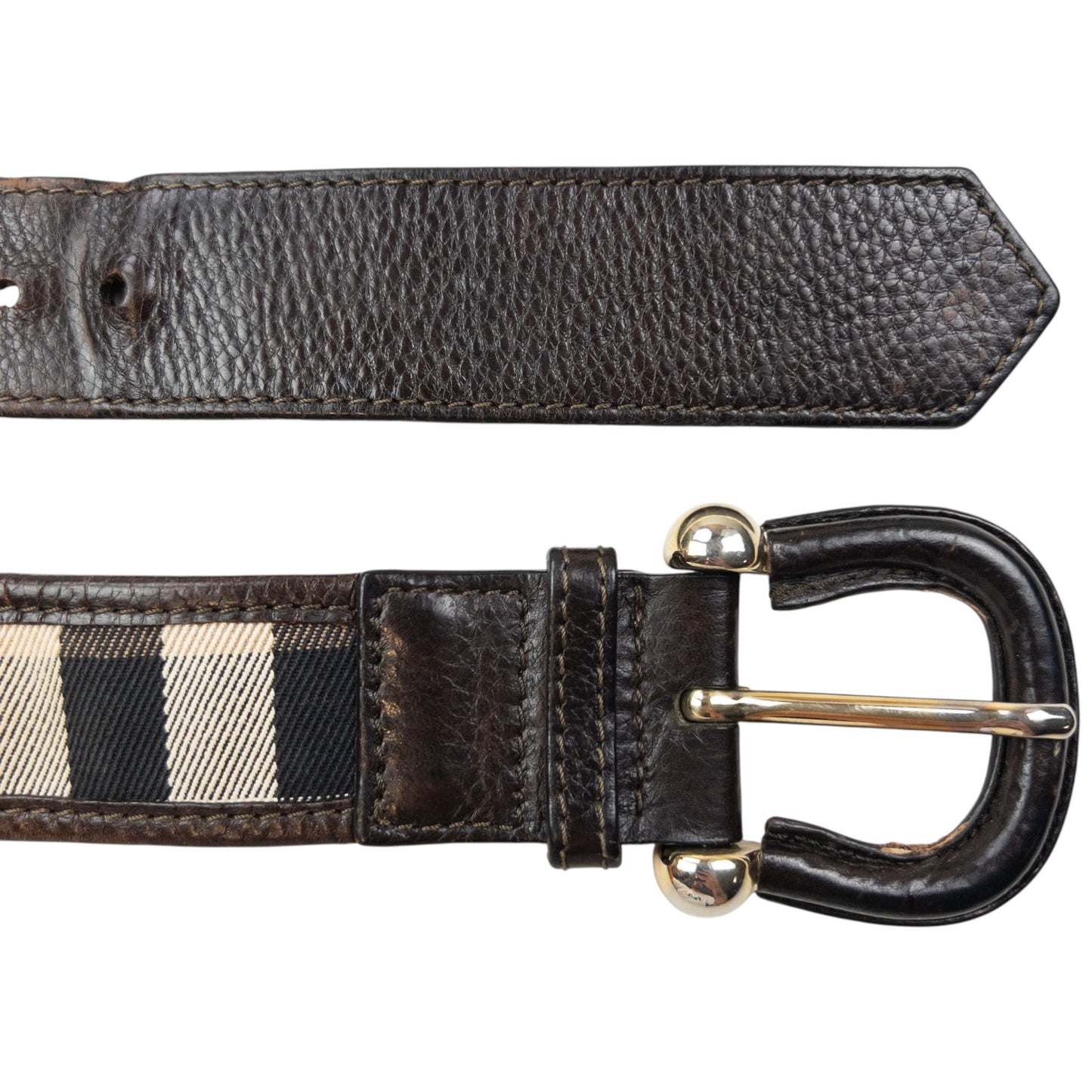 Vintage 2000s Burberry Nova Check Leather Belt Size S