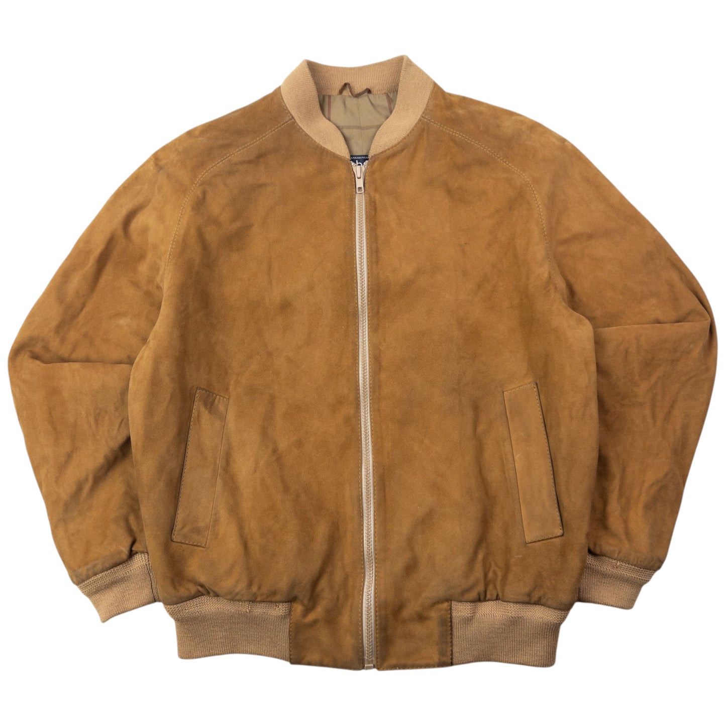 Vintage 90s Burberry Suede Bomber Jacket Size S