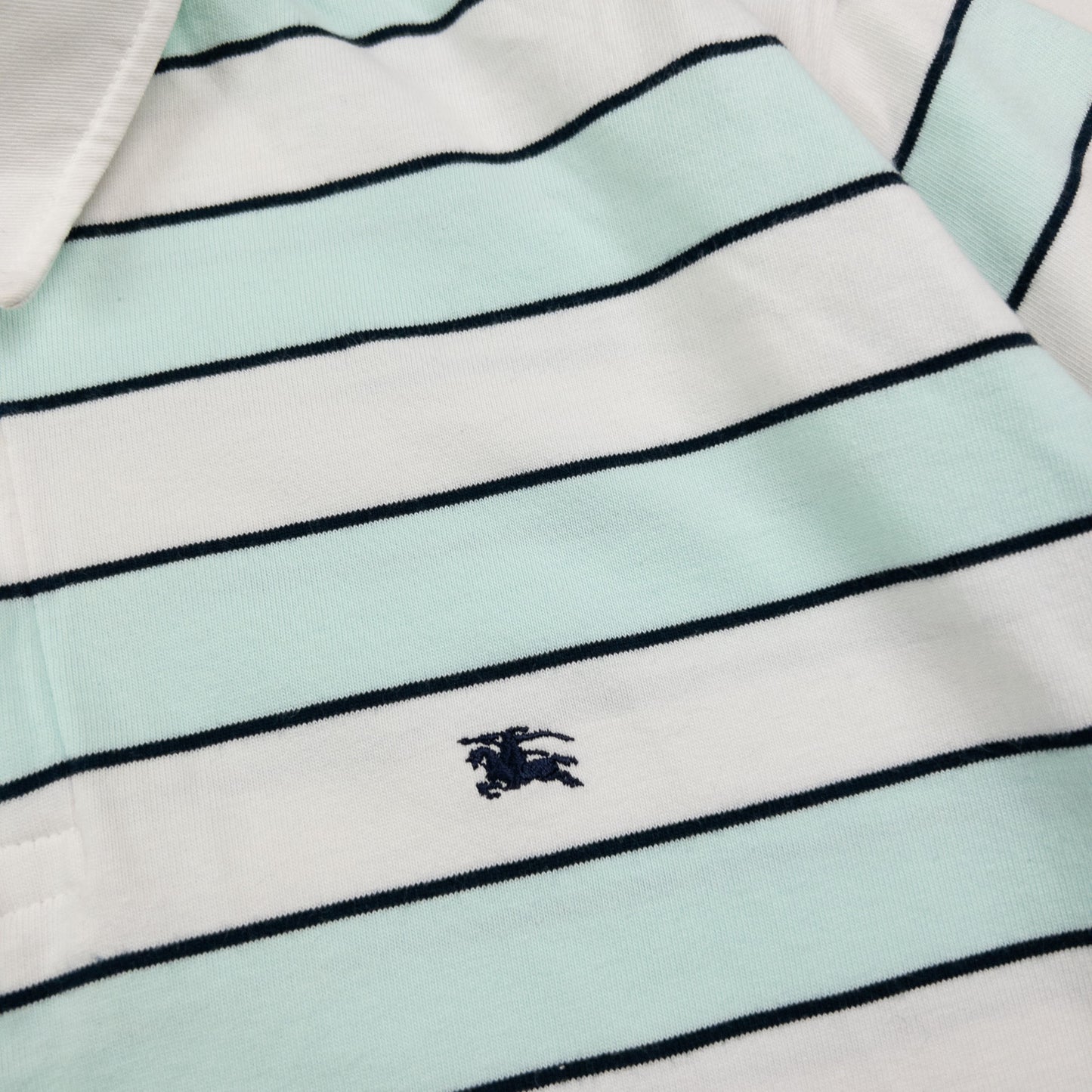 Vintage Burberry Striped Long Sleeve Rugby Polo Shirt Size M