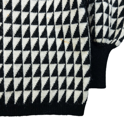 Vintage 80s YSL Yves Saint Laurent Geometric Wool Knit Jacket Size S