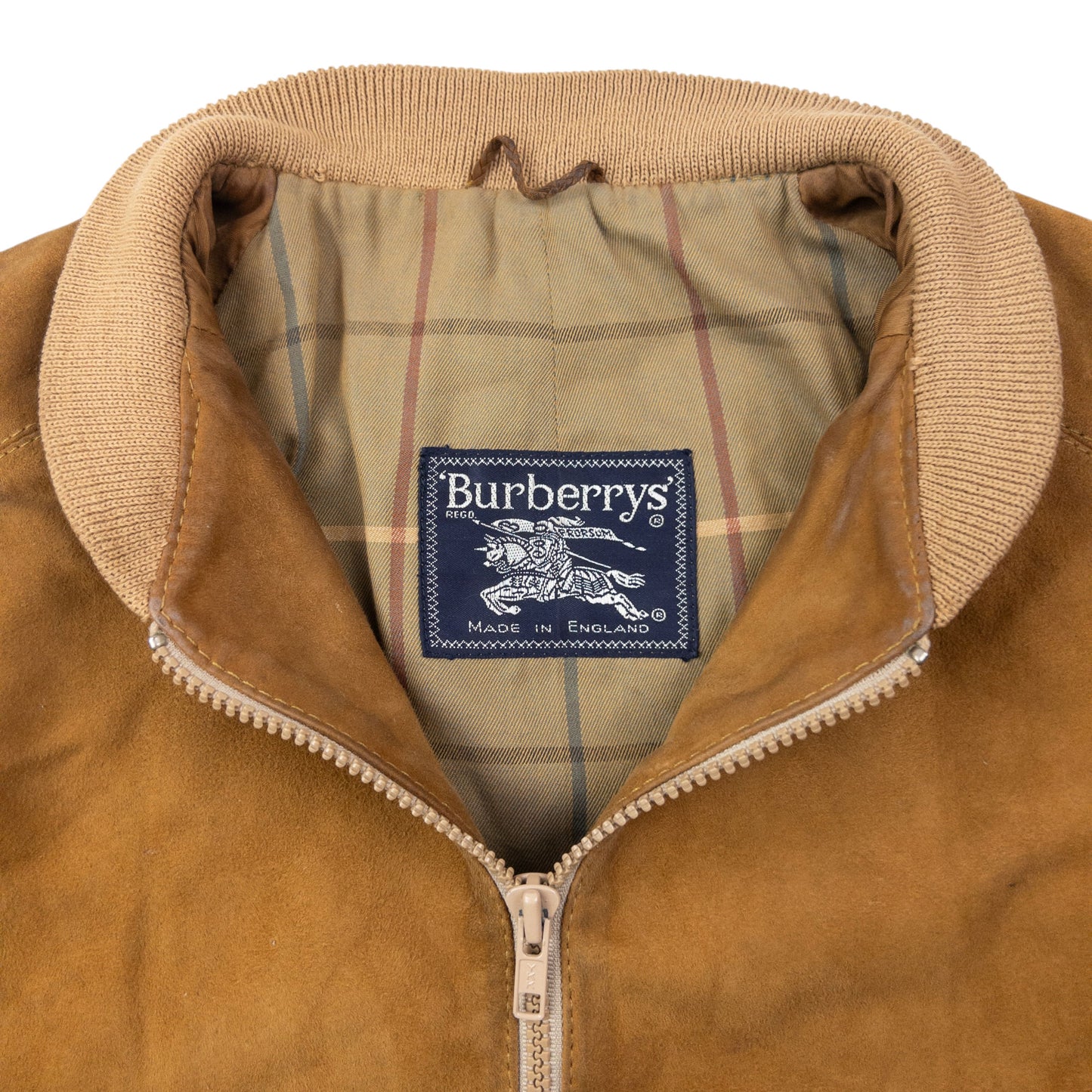 Vintage 90s Burberry Suede Bomber Jacket Size S