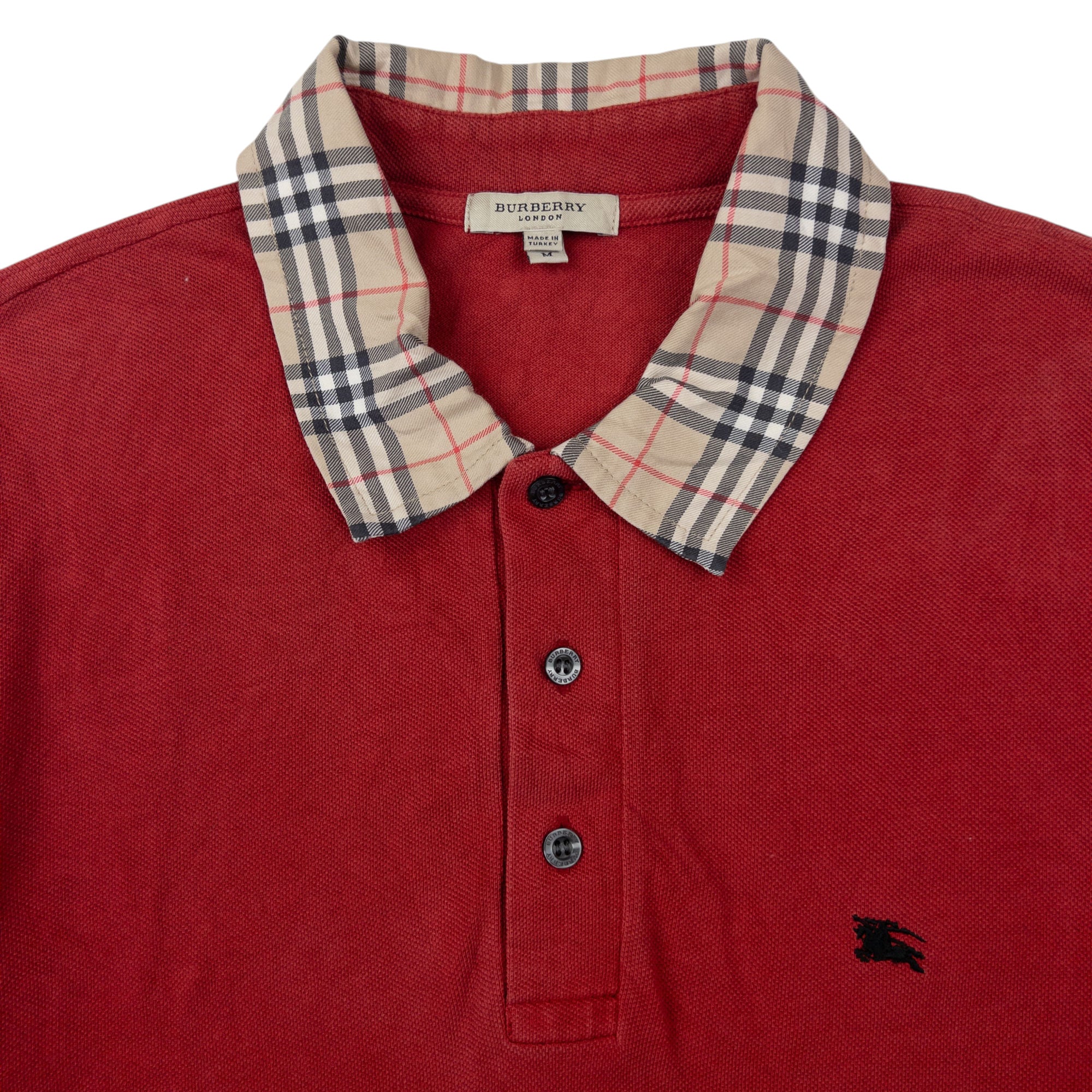 Vintage Burberry Nova Check Collar Polo Shirt Size M