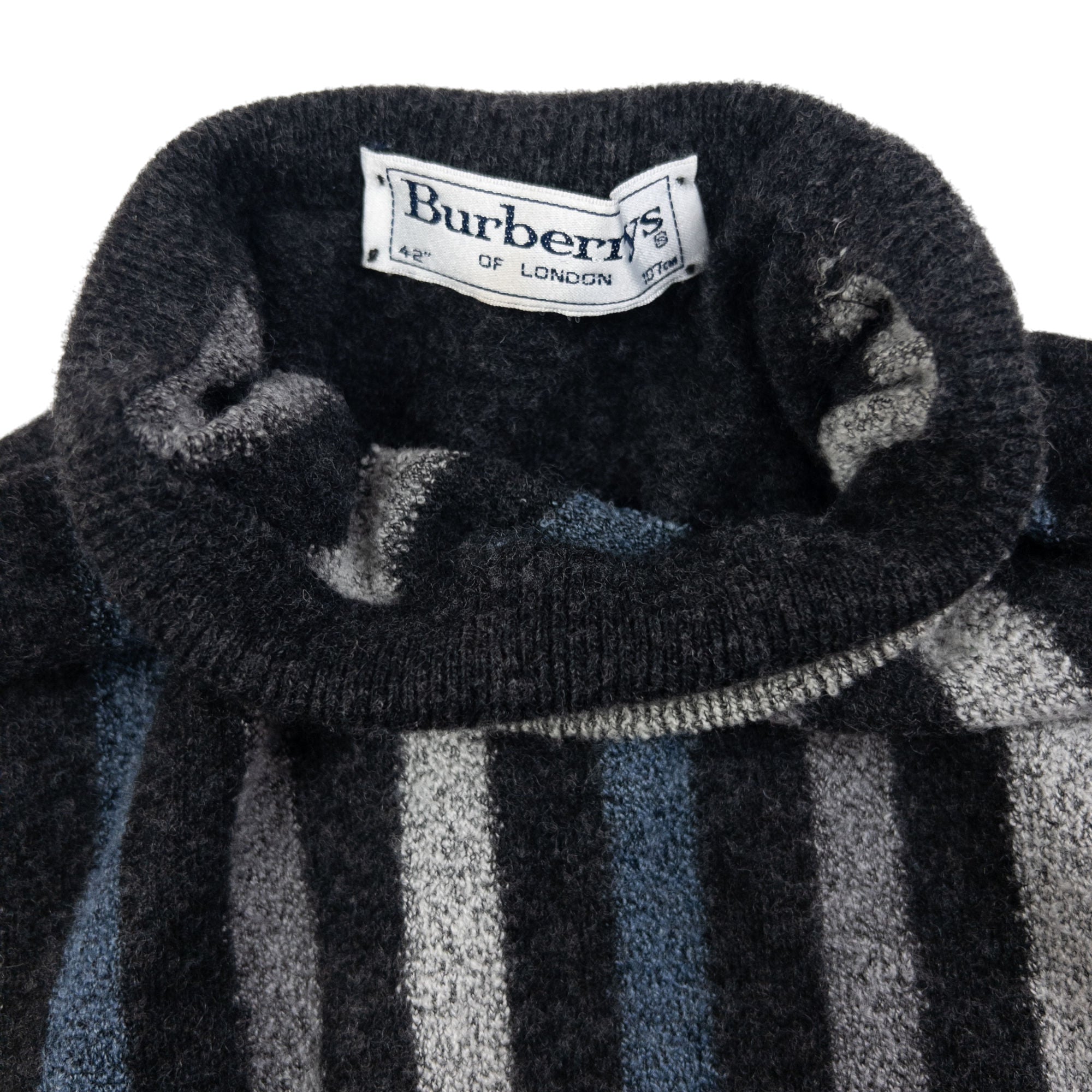 Vintage Burberry Wool Striped Turtleneck Jumper Size M