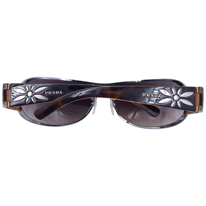 Vintage 2000s Prada Tortoise Shell Flower Sunglasses