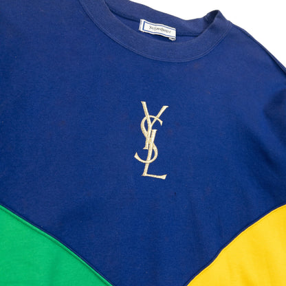 Vintage 80s YSL Yves Saint Laurent Colour Block Sweatshirt Womens Size S