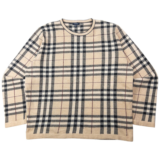 Vintage 2000s Burberry Nova Check Wool Jumper Size XL