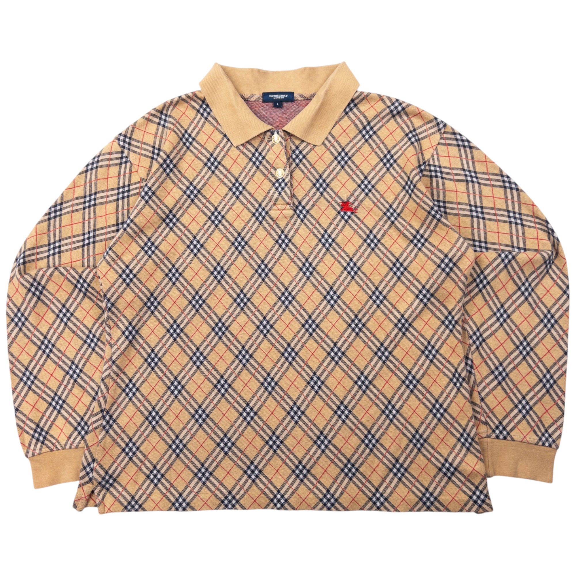 Vintage Burberry Nova Check Polo Jumper Womens Size M
