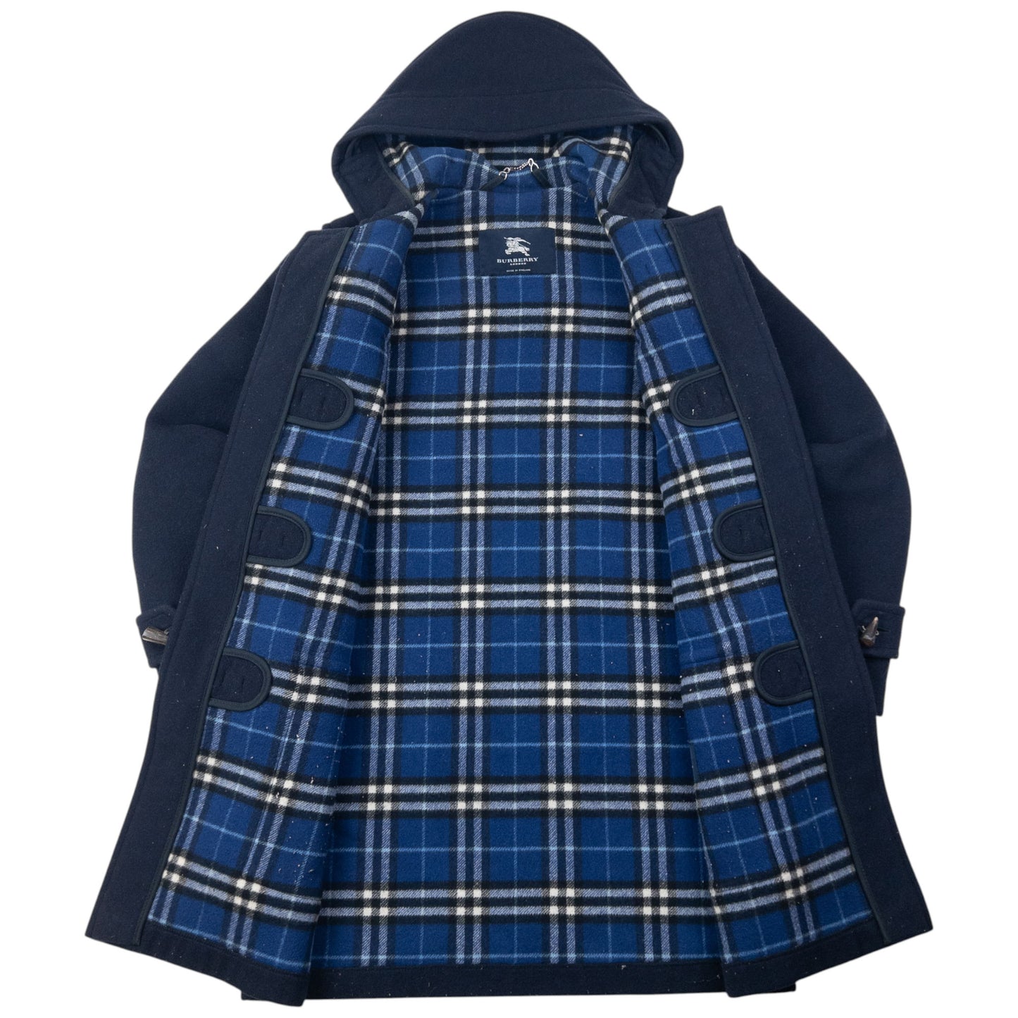 Vintage Burberry Nova Check Lined Wool Duffle Jacket Size M