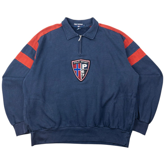 Vintage 90s Polo Sport Ralph Lauren Q Zip Sweatshirt Size XL