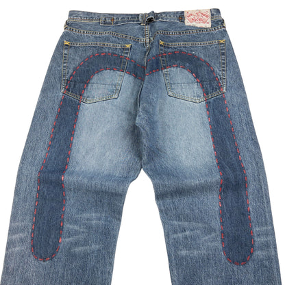 Vintage Evisu Painted Stitch Daicock Japanese Denim Jeans Size W34