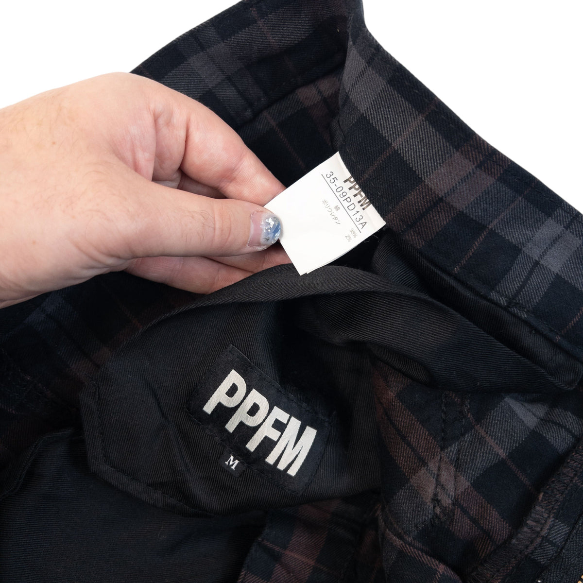Vintage 2000s PPFM Checkered Curved Stacked Leg Trousers Size W32