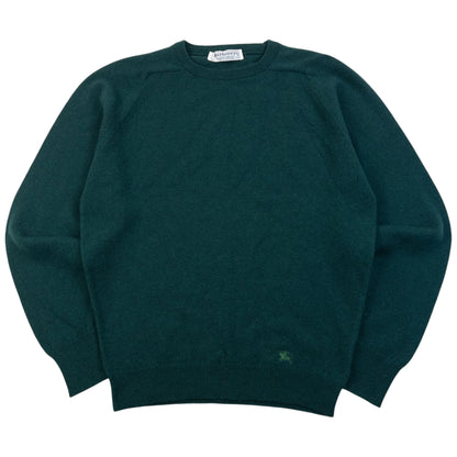 Vintage 90s Burberry Wool Jumper in green (lambswool), embroidered logo detail