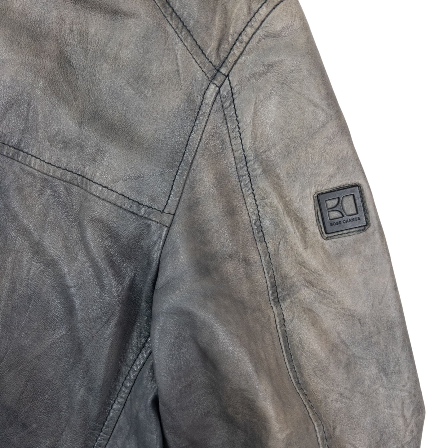 Vintage Hugo Boss Zip Up Leather Jacket Size M