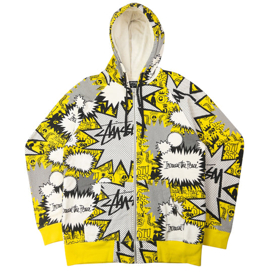 Vintage Stussy Comic Graffiti Zip Up Hoodie Size M
