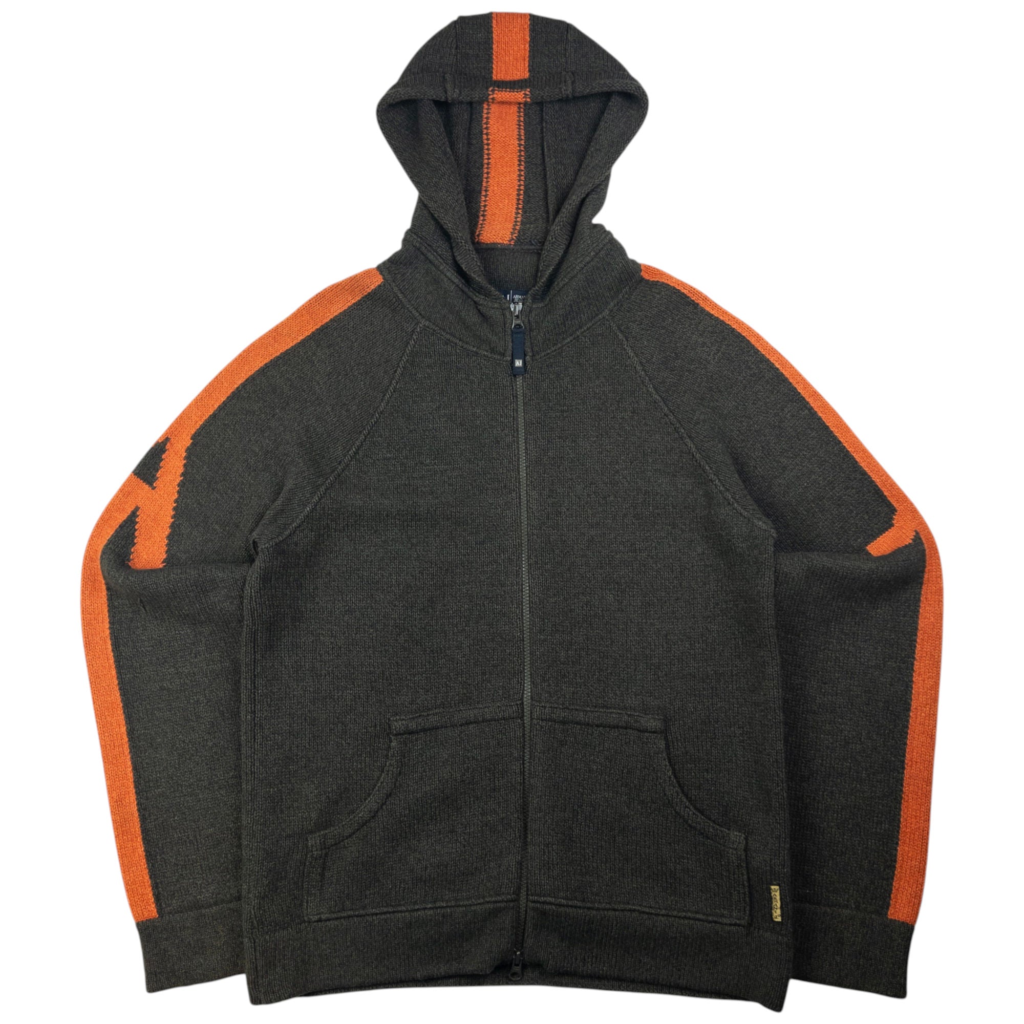 Vintage Armani Jeans Zip Up Knit Hoodie Size M