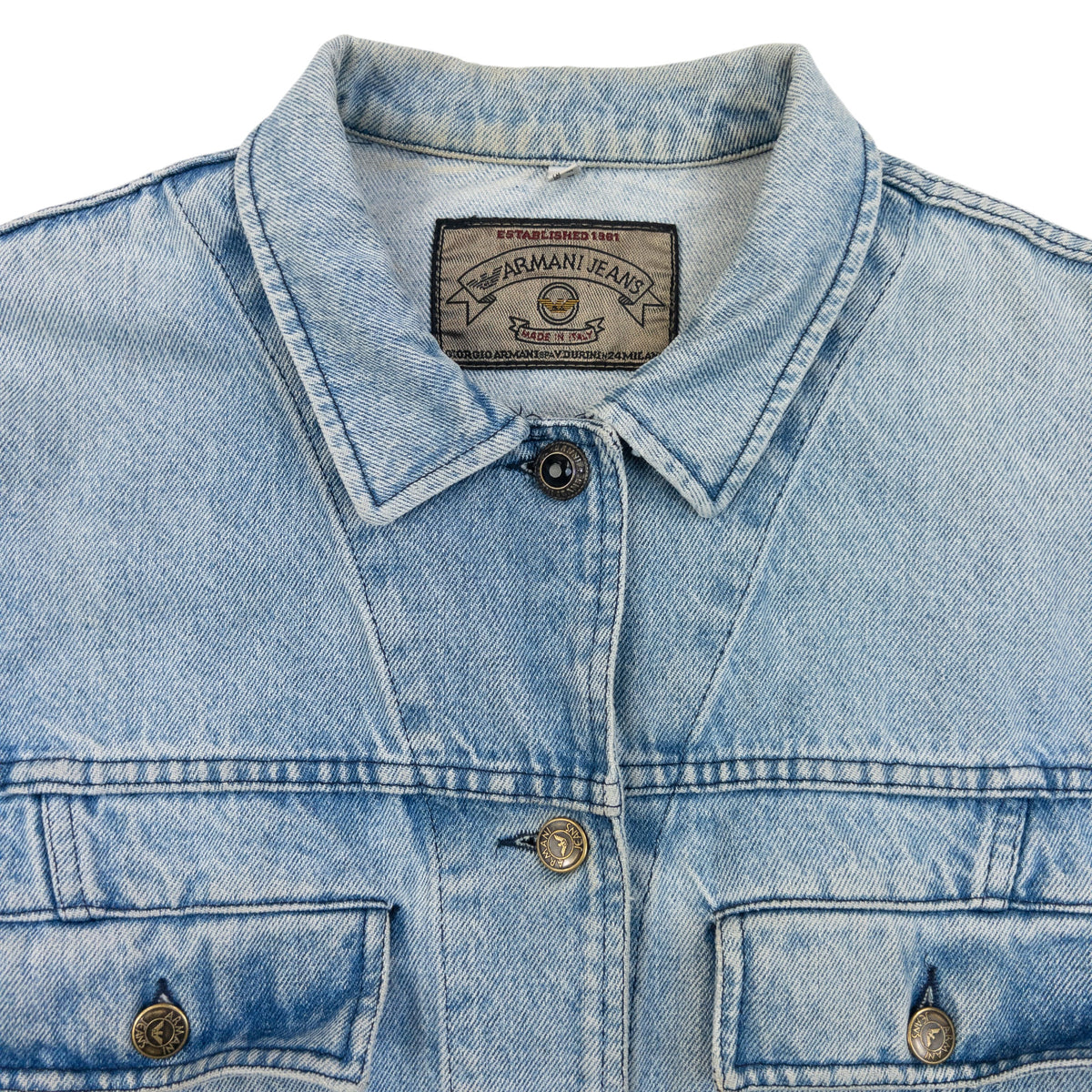 Vintage 90s Armani Jeans Button Up Denim Jacket Womens Size M