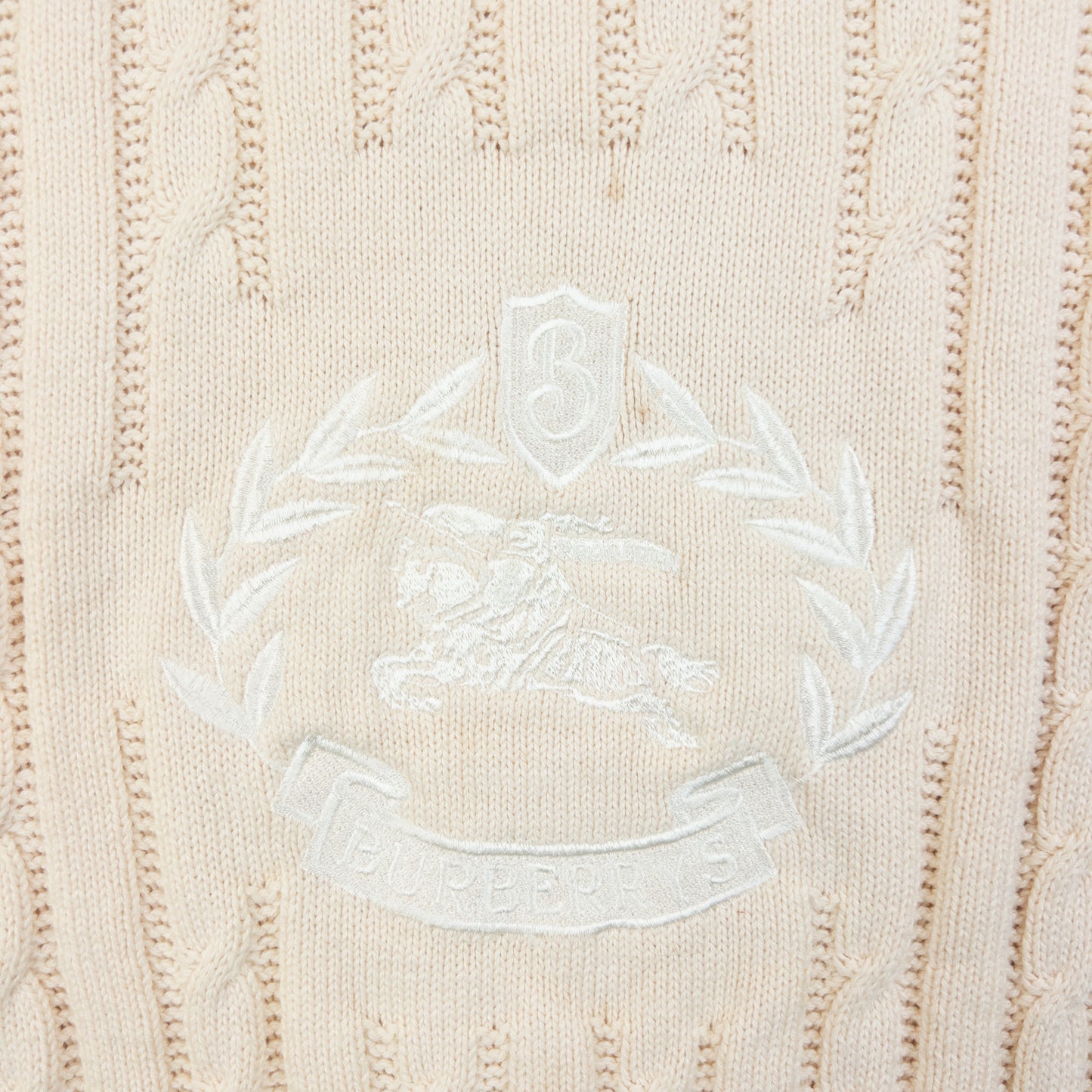 Vintage 90s Burberry Embroidered Cable Knit Jumper Size