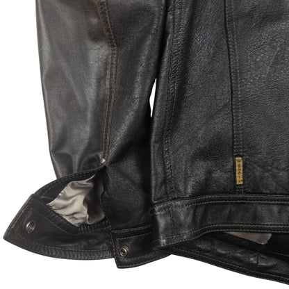 Vintage Armani Jeans Zip Up Leather Jacket Size M
