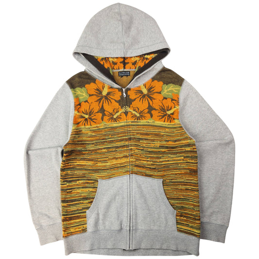 Vintage Final Home By Issey Miyake Double Hood Floral Knit Zip Up Hoodie Size M