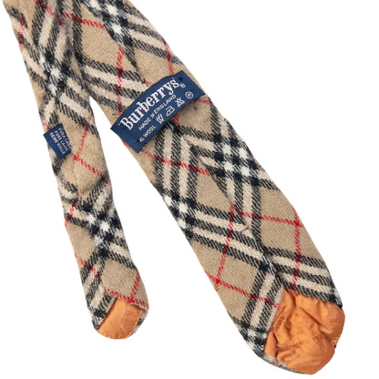 Vintage 90s Burberry Nova Check Wool Tie