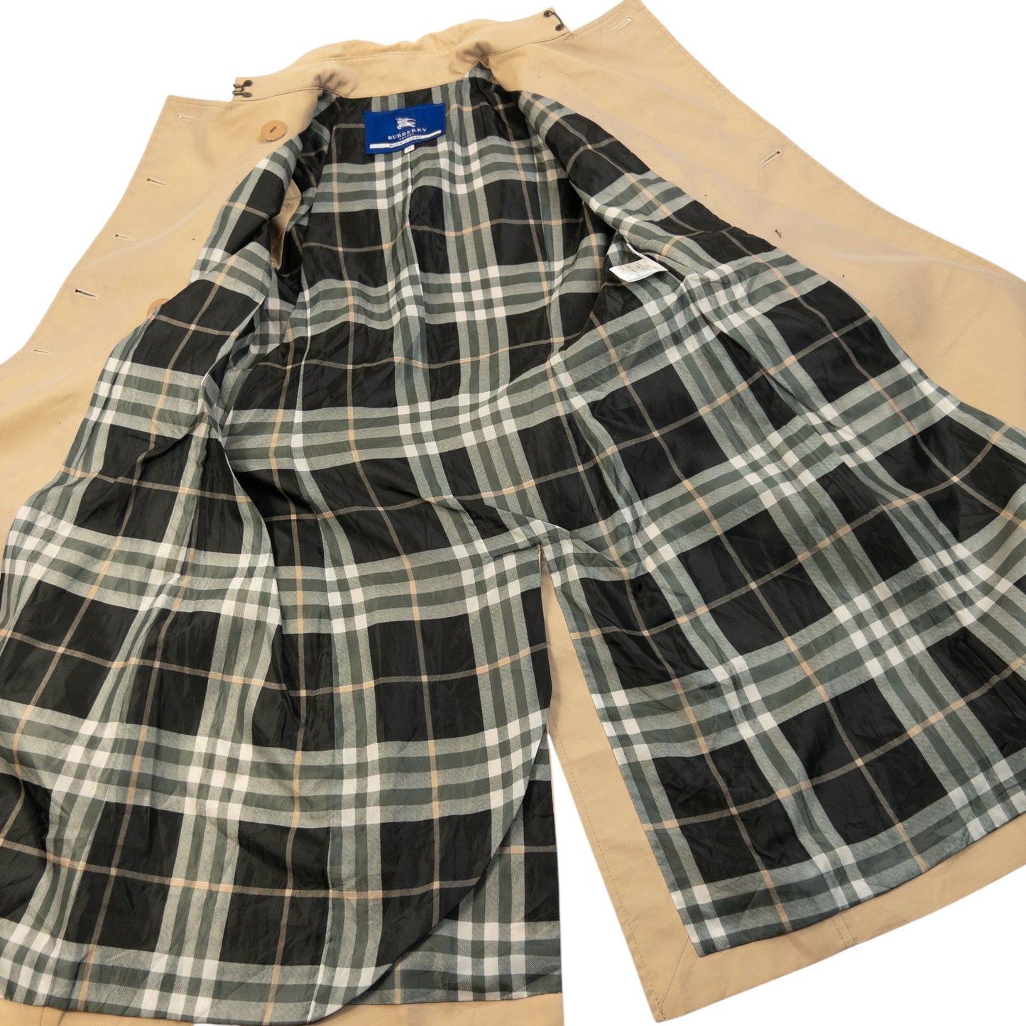 Vintage 2000s Burberry Blue Label Nova Check Lined Trench Jacket Womens Size XS