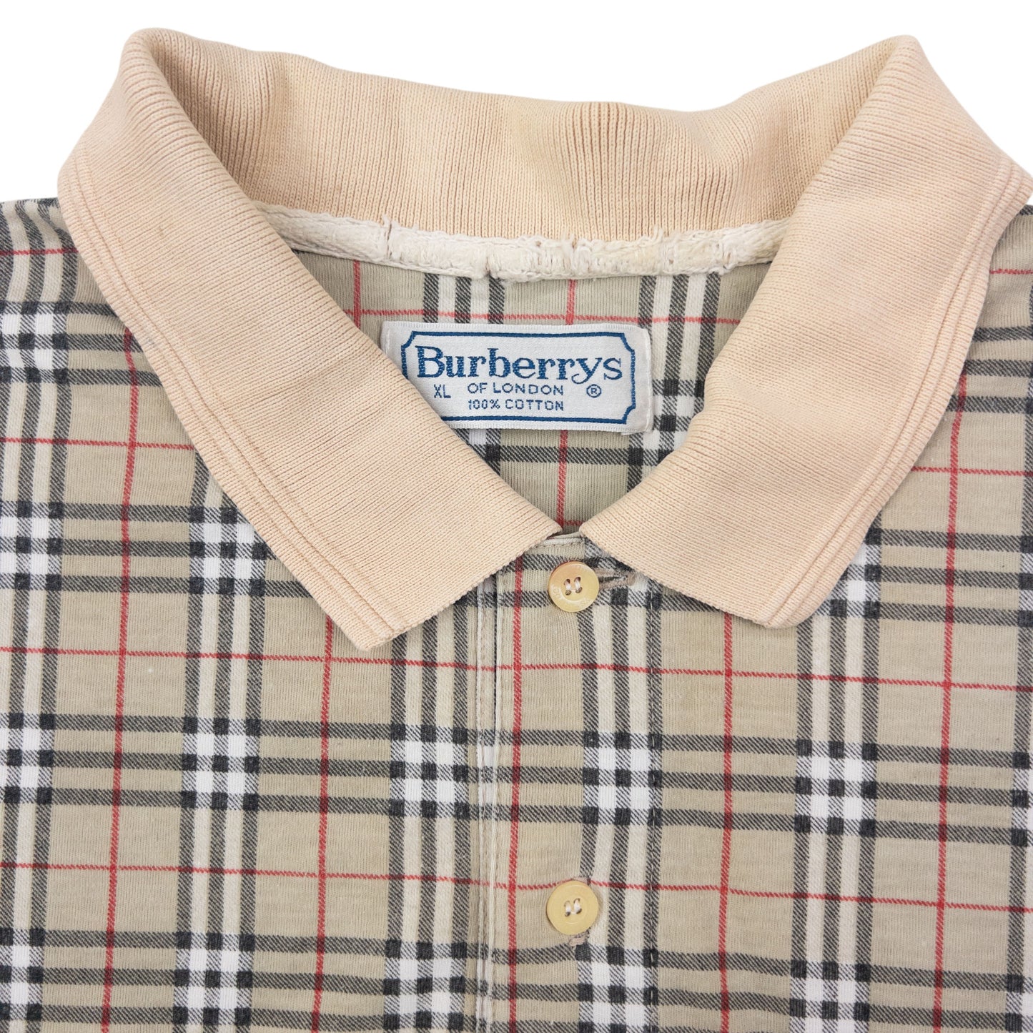 Vintage 90s Burberry Nova Check Polo Shirt Size XL