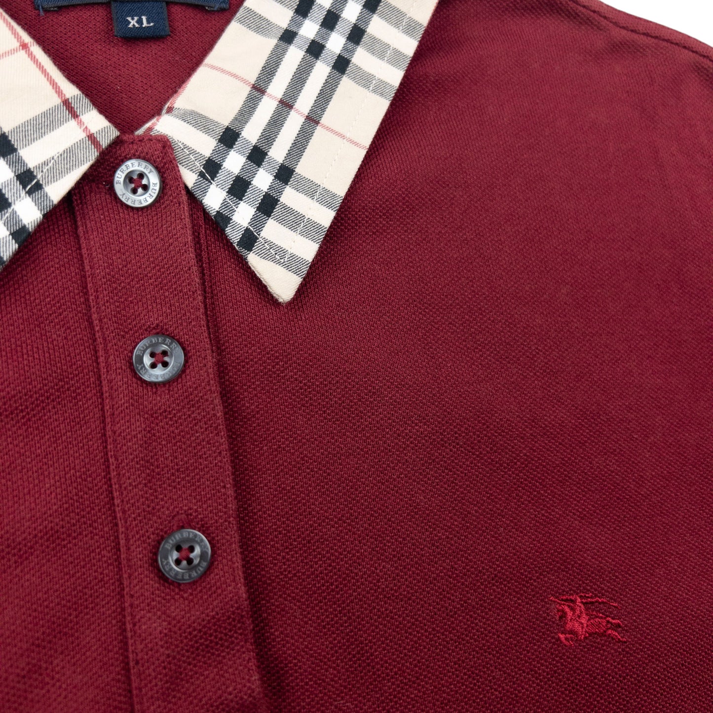 Vintage 2000s Burberry Nova Check Collar Long Sleeve Polo Shirt Size M